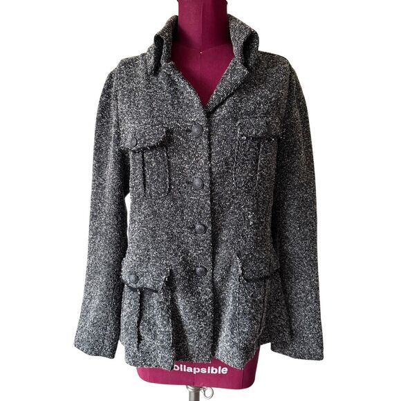 Rag & Bone Wool Tweed Utility Blazer Jacket in gray size 8 - Picture 1 of 9